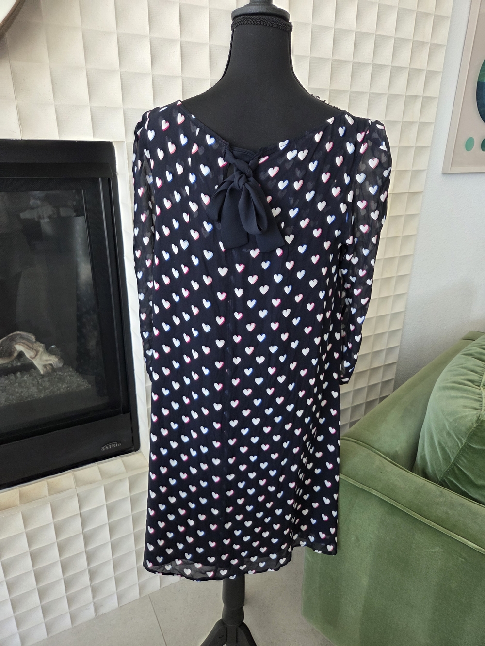 Claudie Perlot $265 Rififi Black Mini Dress Heart Print Back Bow Size 38 - US 8 - Picture 5 of 15